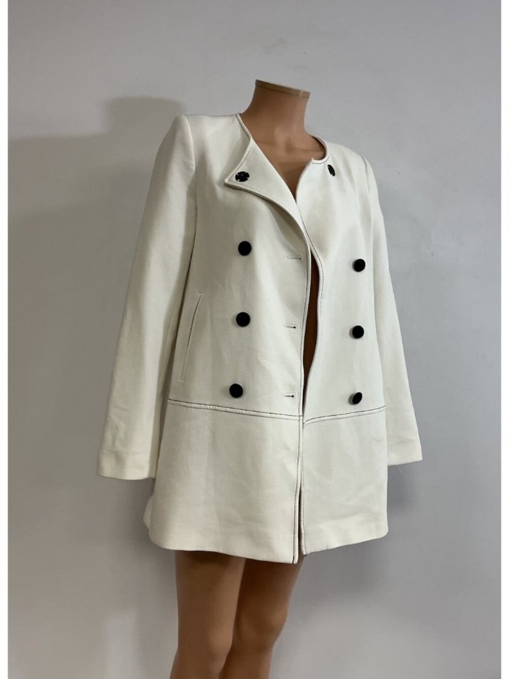 Zara White Peacoat Jacket Womens XS